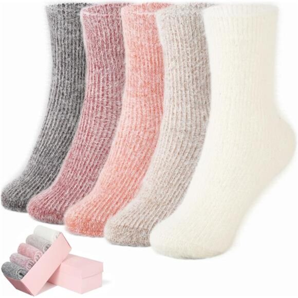 New 5 Pairs Fuzzy Soft Cozy Comfortable Socks for Women, Casual Sleep Comfy Sock - Picture 1 of 6